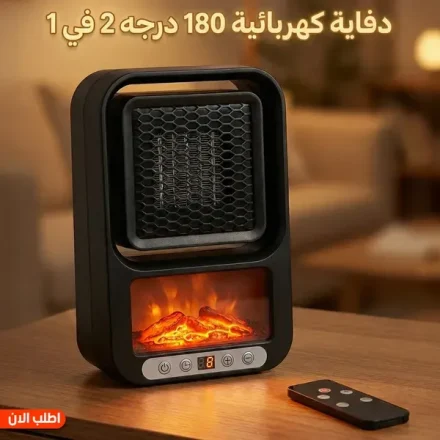 دفاية كهربائية 2 في 1 – تدفئة ومروحة بزاوية 180 درجة